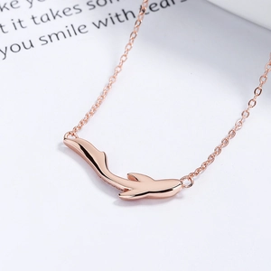 Rose gold 925 sterling silver koi fish pendant necklace with polished mirror finish