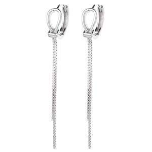 Elegant 925 sterling silver long tassel drop earrings with box chains on white background