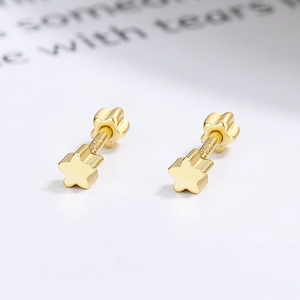 Boucles d'oreilles minimalistes en argent 925 doré avec fermoir à vis sphérique