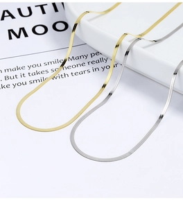 Flat snake bone chain necklaces in gold and silver colors with high mirror finish