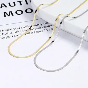 Minimalist 925 Sterling Silver Flat Snake Bone Chain Necklace Adjustable Herringbone Jewelry For Women Daily Wear Gift
