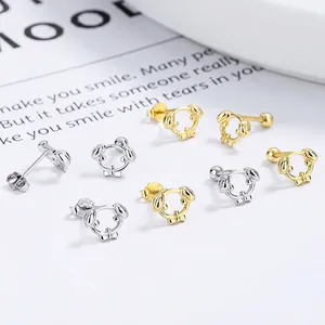 Orecchini a perno a forma di cane in argento 925 oro e argento con chiusura a vite