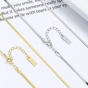 Elegant 925 sterling silver flat snake bone chain necklaces in gold and silver finishes