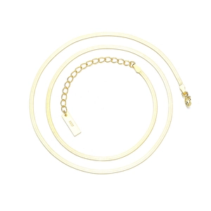 Elegant gold flat snake bone chain necklace in 925 sterling silver with lobster clasp