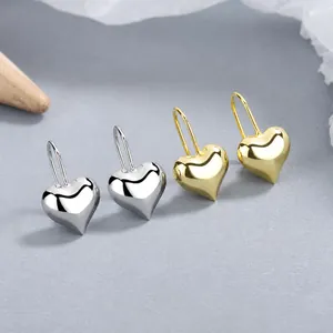 Boucles d'oreilles cœur en argent 925 poli avec finitions dorées et argentées femme