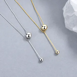 Elegante Schlangenkette aus 925er Sterlingsilber mit Schiebeperle in Gold und Silber-Optik