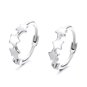 Orecchini a cerchio minimalisti in argento sterling 925 con ciondoli a stella 3D