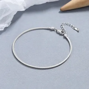 925 Sterling Silver Square Snake Chain Bracelet For Women Minimalist Ins Style Adjustable Wrist Chain Fashion Jewelry Gift