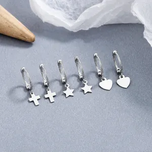 Ensemble de boucles d'oreilles en argent 925 avec pendentifs cœur et étoile