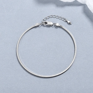 Minimalist 925 sterling silver square snake bone chain bracelet with lobster clasp closure
