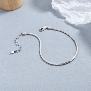 Minimalist 925 sterling silver square snake bone chain bracelet with lobster clasp and extender