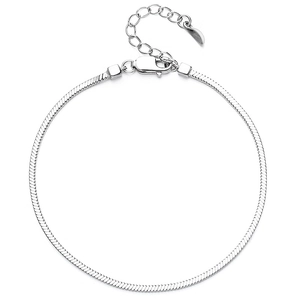Minimalist 925 sterling silver square snake bone bracelet with lobster clasp and chain