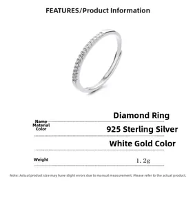 Detail of 925 sterling silver eternity ring in platinum finish with technical specs