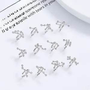 Lot de 11 bagues d'oreille zodiaque en argent 925 motif constellation sans perçage