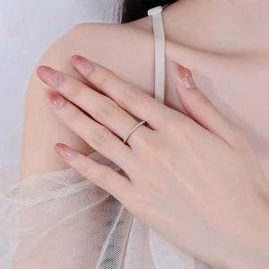 Elegant 925 sterling silver eternity ring with sparkling micro-pave crystals on hand