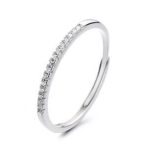 Sparkling 925 sterling silver adjustable eternity ring with micro-pave zirconia stones