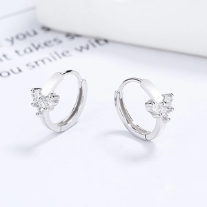 Boucles d'oreilles créoles en argent 925 avec zircon cœur et breloques papillon