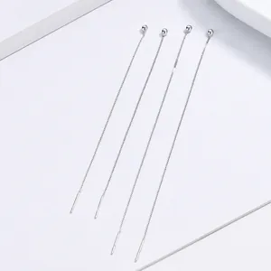 Minimalist 925 sterling silver drop threader earrings with box chain and beads