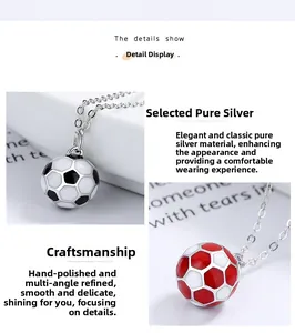 Detailed macro view of 925 sterling silver soccer pendants with enamel textures