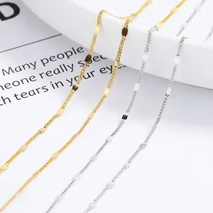 S925 Sterling Silver Bead Chain Necklace For Women Minimalist Dainty Sequin Choker Gold Silver Plated Fashion Jewelry Gift
