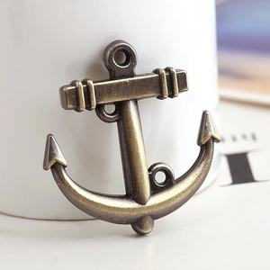 Vintage bronze alloy anchor pendant 40x36mm for DIY nautical jewelry making