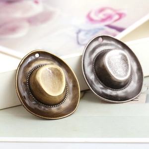 Vintage Alloy Western Cowboy Hat Pendant For DIY Jewelry Making Necklace Keychain Accessory Retro Bronze Silver Craft