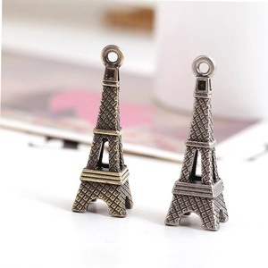 Retro Eiffel Tower Alloy Pendant For DIY Jewelry Making Handmade Necklace Bracelet Accessory Vintage Bronze Silver Building Charm