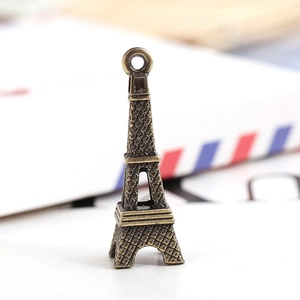Vintage bronze Eiffel Tower charm for DIY jewelry making with retro metal finish