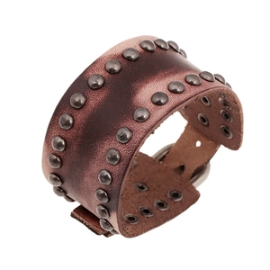 Bracelet à Rivets en Cuir Véritable Rétro Punk Fait Main pour Hommes Femmes Bracelet Manchette en Cuir Large Vintage Style Rock Bijoux Cadeau