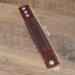 Bracelet large en cuir tressé rétro pour hommes avec boutons-pression et largeur de 3cm