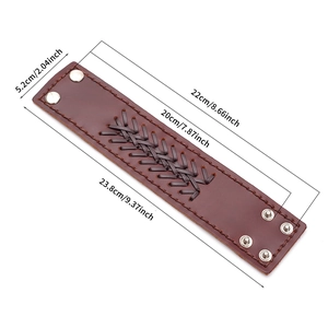 Vintage wide brown woven leather bracelet for men with silver metal adjustable snaps