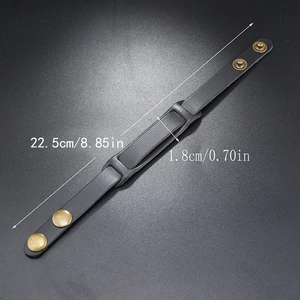 Retro black leather bracelet for men with bronze snaps measuring 22.5cm in length