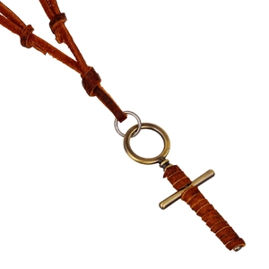 Vintage Cross Pendant Necklace Men Women Genuine Leather Cord Alloy Retro Christian Punk Cross Necklace Jewelry Gift