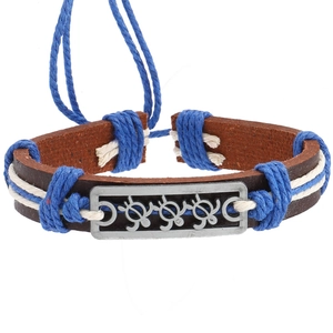 Handmade leather turtle bracelet with woven ropes and ocean theme turtle charm