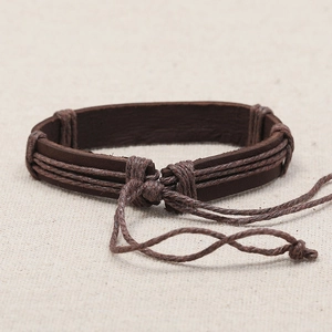 Retro multi-layer braided cowhide bracelet with Are you Ready lettering in dark brown