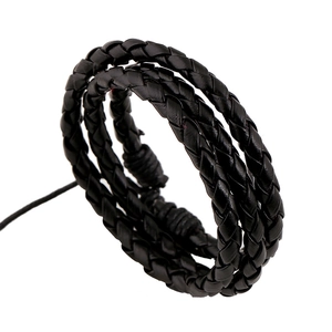 Vintage Punk Multilayer Braided Artificial Leather Bracelet With Wax Thread Metal Rivets Unisex Casual Wristband Jewelry