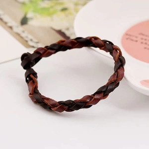 Bracciale intrecciato in pelle marrone e caffè scuro in stile retrò per uomo e donna