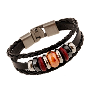 Vintage Multilayer Braided Cowhide Leather Bracelet For Men Women Handmade Alloy Charm Wood Bead Bohemian Fashion Jewelry