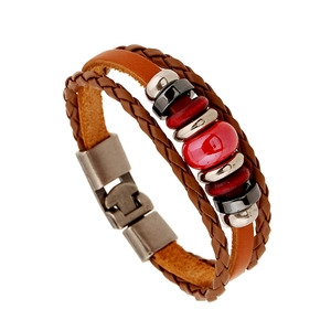 Vintage Multi-layer Leather Braided Bracelet For Men Women Cowhide Punk Wrap Bracelet With Metal Charms Beads Handmade Jewelry