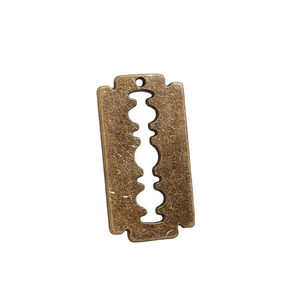 Vintage bronze razor blade pendant with industrial punk style for DIY necklace jewelry