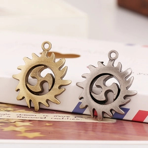 Retro Alloy Solar Gear Pendants With Mitsu-tomoe Pattern Antique Bronze And Silver DIY Jewelry Making Charms For Necklace Bracelet
