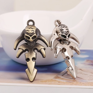 Pendentif Guerrier Squelette Crâne en Alliage Punk Gothique pour Fabrication de Bijoux DIY Accessoire Métal Bronze Antique Argent