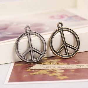 Vintage Alloy Peace Sign Pendant For DIY Jewelry Making Hollow Round CND Symbol Charm For Necklace Bracelet Accessory