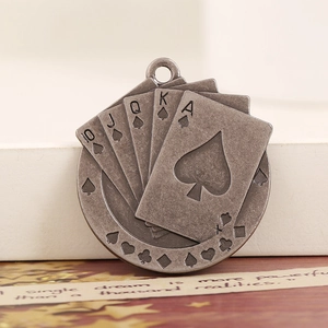 Vintage silver poker cards royal flush pendant for DIY necklace and jewelry making