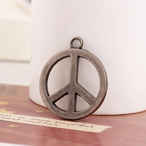 Pendentif signe de paix vintage en alliage pour création de bijoux DIY 30mm rond