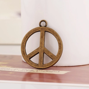 Pendentif symbole de la paix en bronze vintage avec finition brossée pour collier DIY