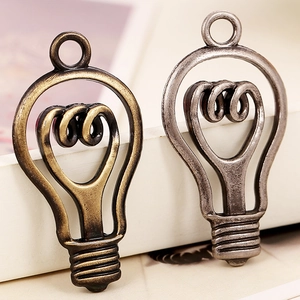 Vintage Alloy Light Bulb Charms For DIY Jewelry Making Antique Bronze Ancient Silver Metal Pendants Punk Retro Handicraft Accessories