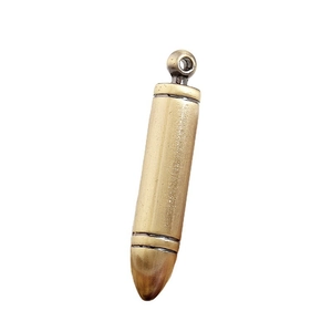 Vintage brass bullet pendant necklace charm 62x10mm for DIY jewelry making accessories