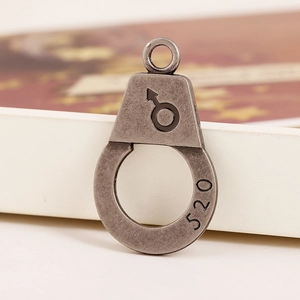 Retro handcuffs pendant with 520 engraving for DIY necklace and jewelry making