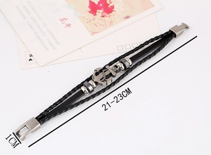 Macro view of multi-layer woven anchor bracelet with adjustable 21-23cm length